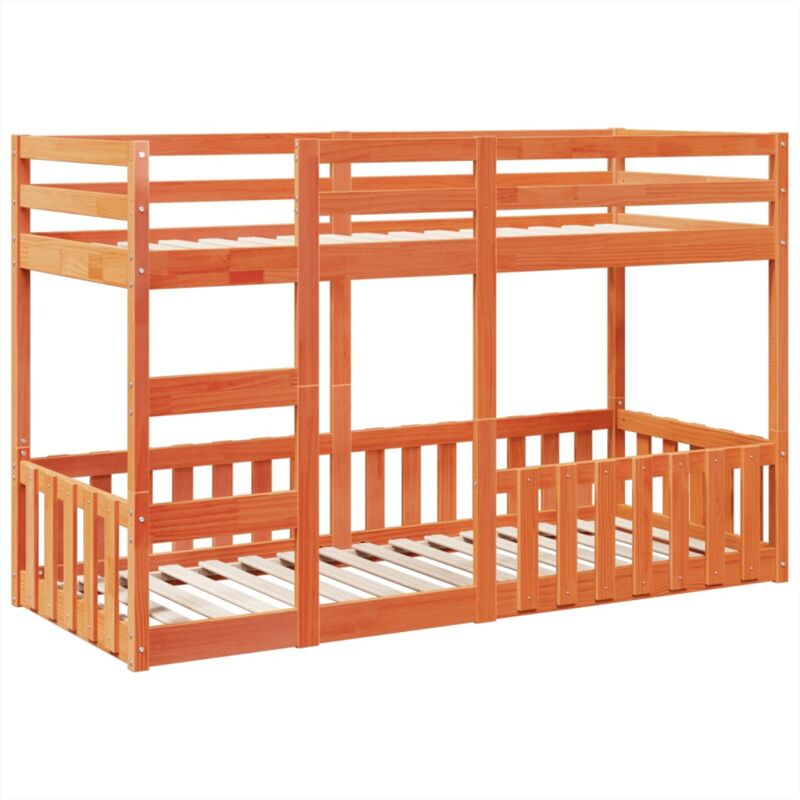 Vidaxl - Lit superposé cire marron 75x190 cm bois de pin massif