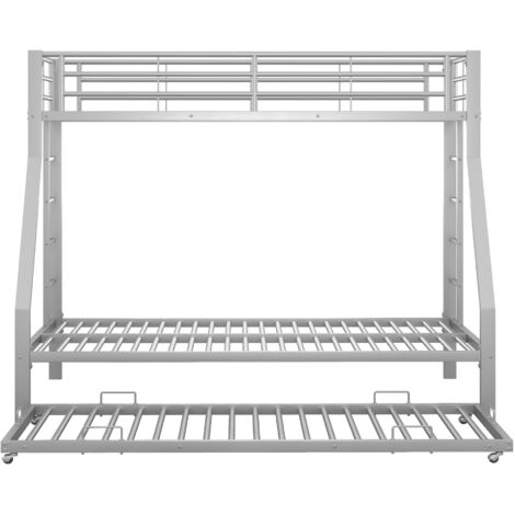 Lit Superposé 90/140x200cm - Métal avec Lit Gigogne & Échelles - Pour Enfant, Chambre -Gray