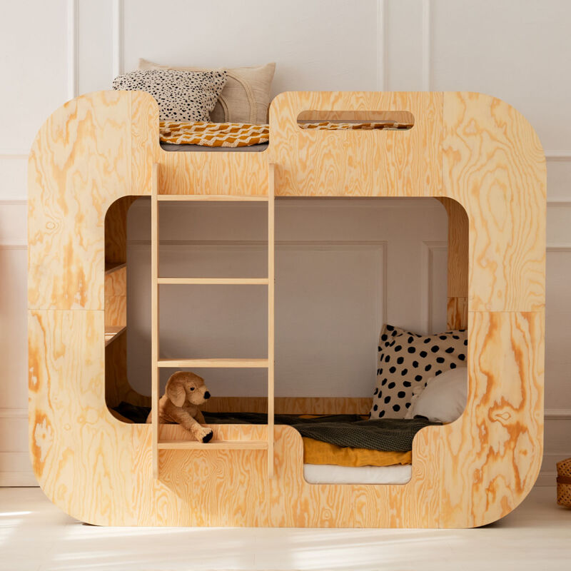 Petits-meubles - Lit superposé 90x190 échelle à gauche sommier inclus Nadège Bois