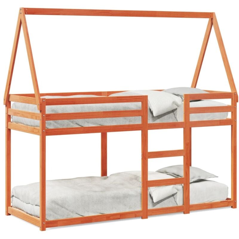 Vidaxl - Lit superposé avec toit cire marron 75x190cm bois massif de pin