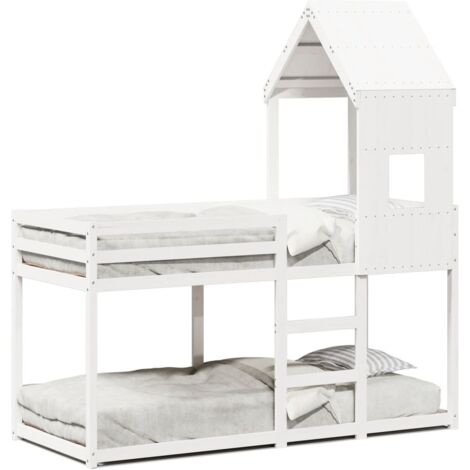 Lit superposé avec toit blanc 80x200 cm bois massif de pin CFW51740