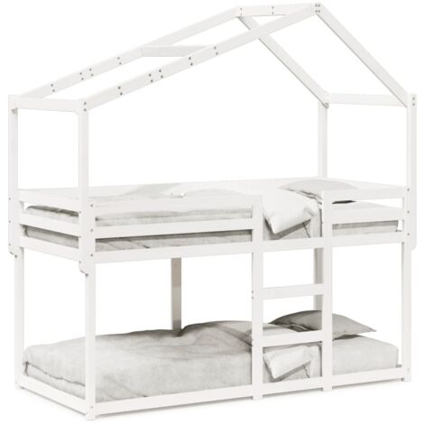 Lit superposé avec toit blanc 80x200 cm bois massif de pin CFW51742