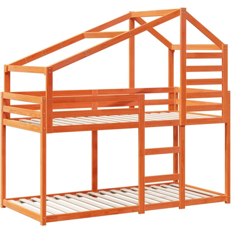 Vidaxl - Lit superposé sans matelas cire marron 90x200 cm pin massif