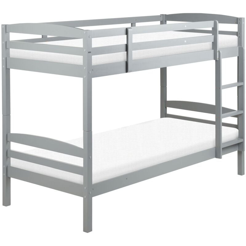 Beliani - Lit Superposé Bois de Pin Gris et Echelle 90 x 200 cm Design Scandinave Regat