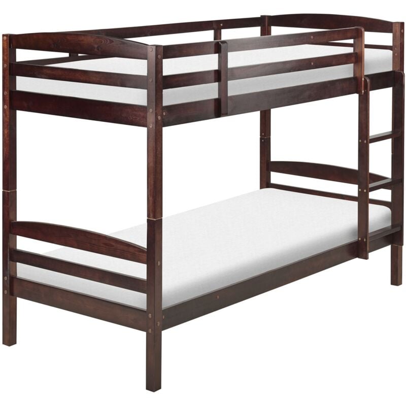 Beliani - Lit Superposé Bois de Pin Sombre et Echelle 90 x 200 cm Design Scandinave Regat