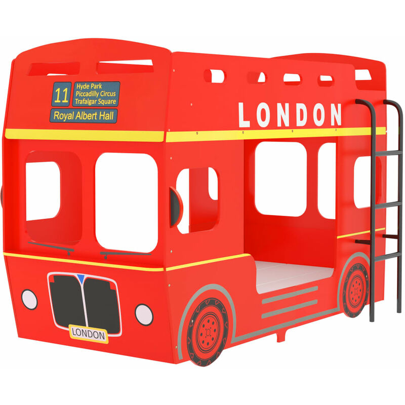 Vidaxl - Lit superposé Bus de Londres Rouge MDF 90x200 cm