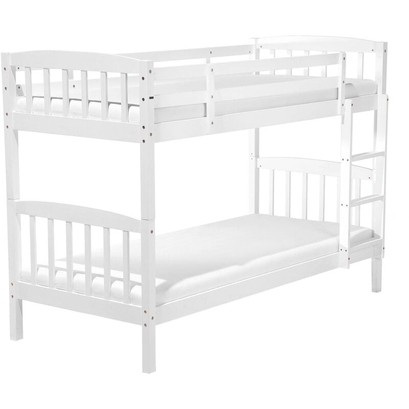 Beliani - Lit simple Superposé en Bois Blanc 90 x 200 cm Confortable et Elégant pour Chambre au Style Scandinave ou Minimaliste