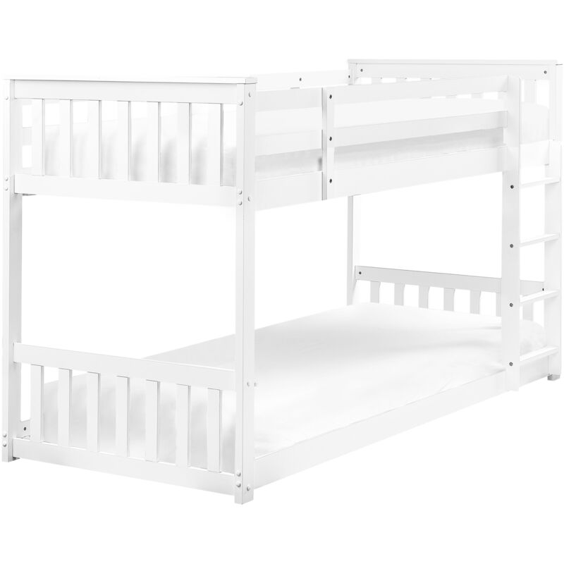 Beliani - Lit Superposé en Hauteur Chambre d'Enfant 90 x 200 cm en Bois d'Hévéa Blanc Lazer
