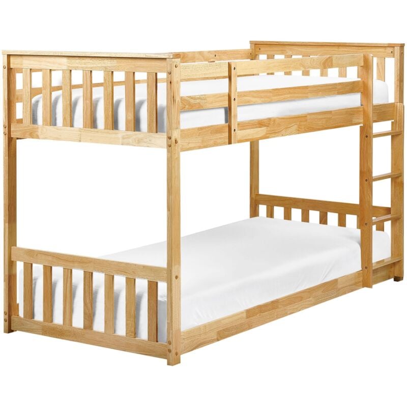 Beliani - Lit Superposé en Hauteur Chambre d'Enfant 90 x 200 cm en Bois d'Hévéa Clair Lazer