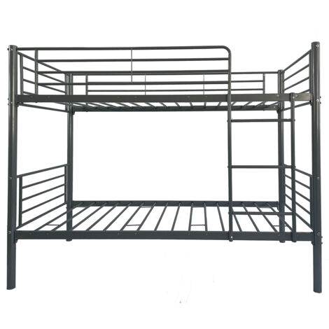 Lit superposé en métal coloris gris, couchage 90x190 cm - Longueur 200 x profondeur 97 x hauteur 161 cm