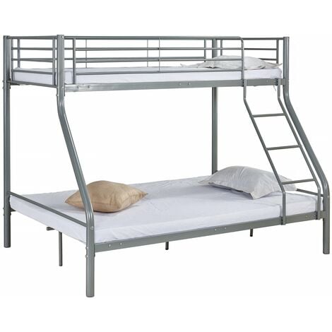 Lit superposé en métal "Leo" Sommiers inclus - 90/140 x 190 cm - Gris