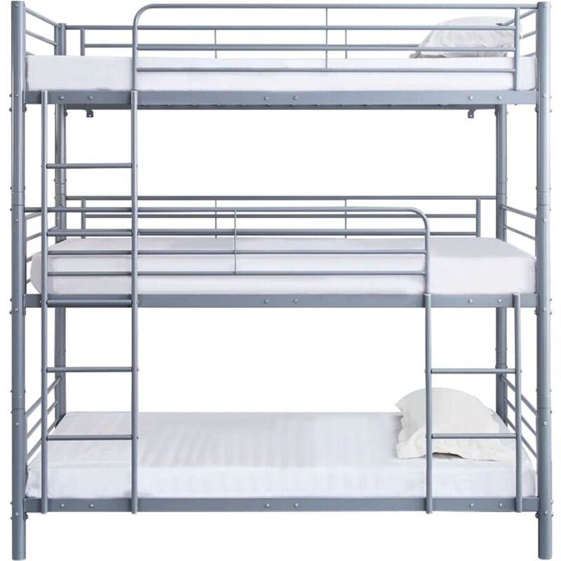 Habitat Et Jardin - Lit superposé en métal triple 'havin' - 90 x 190 cm - Gris