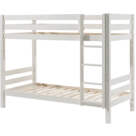 Lit Superposé Enfant Bois "Pino" 90x200cm Blanc