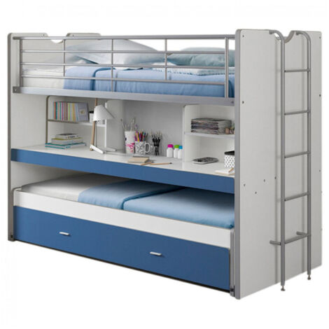 Lit Superposé Enfant "Bonny" 90x200cm Bleu
