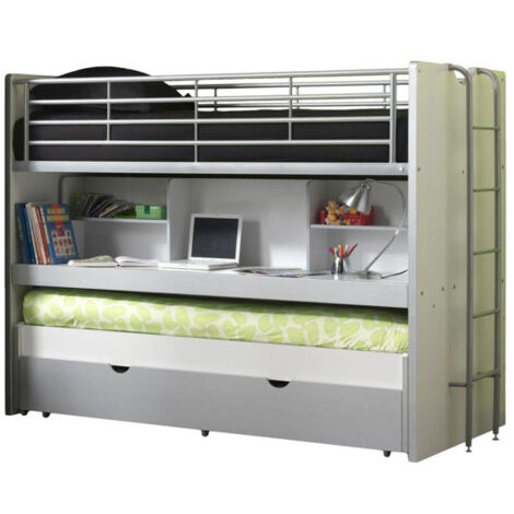 Lit Superposé Enfant "Bonny" 90x200cm Gris