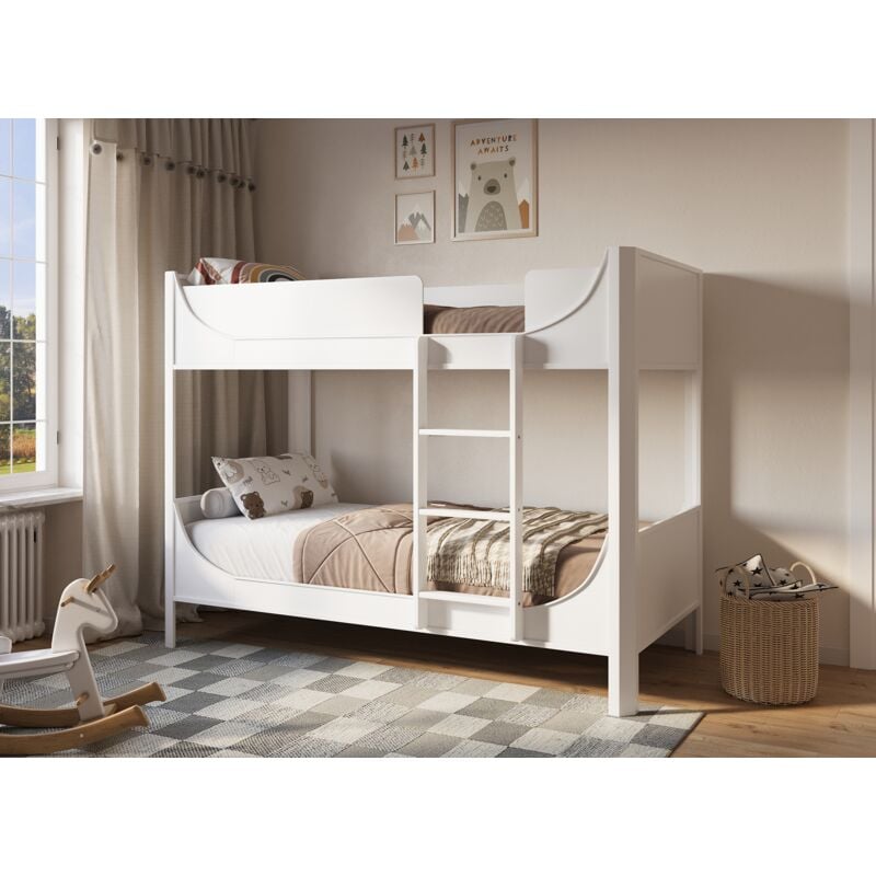 Deco In Paris - thimeo - Lit superposé enfant en bois blanc thimeo 90 x 190 cm