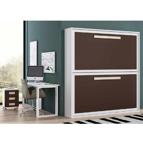 Lit superposé escamotable 90x190 Melina-Coffrage Gris anthracite-Façade Chromé