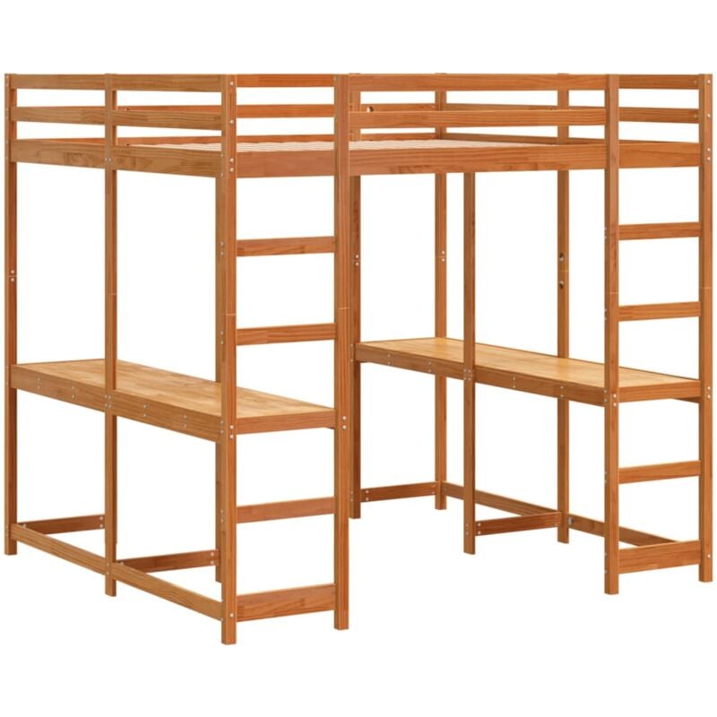 Vidaxl - Lit superposé et bureau et échelle 180x200cm bois de pin massif