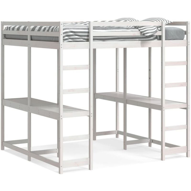 Vidaxl - Lit superposé et bureau et échelle 160x200cm bois de pin massif