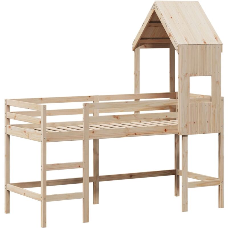 Vidaxl - Lit superposé avec échelle et toit sans matelas 90x190 cm