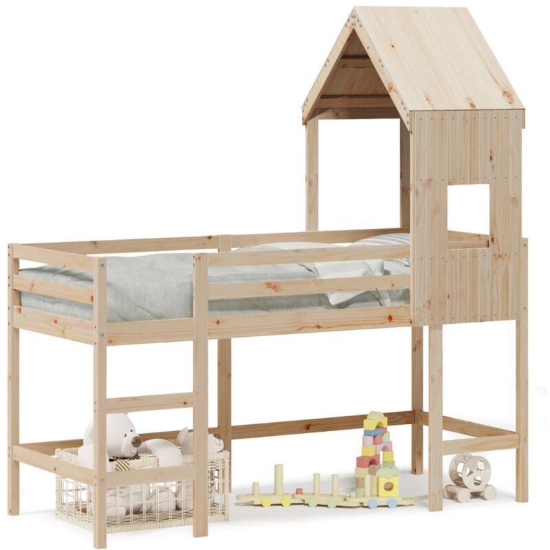 Vidaxl - Lit superposé et échelle et toit 80x200 cm bois de pin massif