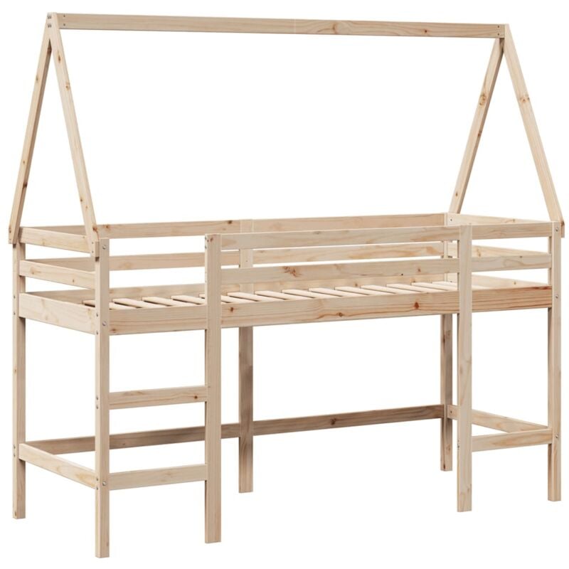 Lit superposé avec échelle et toit sans matelas 90x190 cm Vidaxl