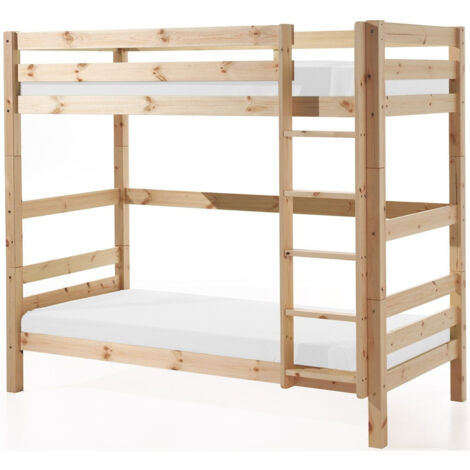 Lit superposé gigogne 90x200 avec tiroir pin massif clair Pino H 180cm