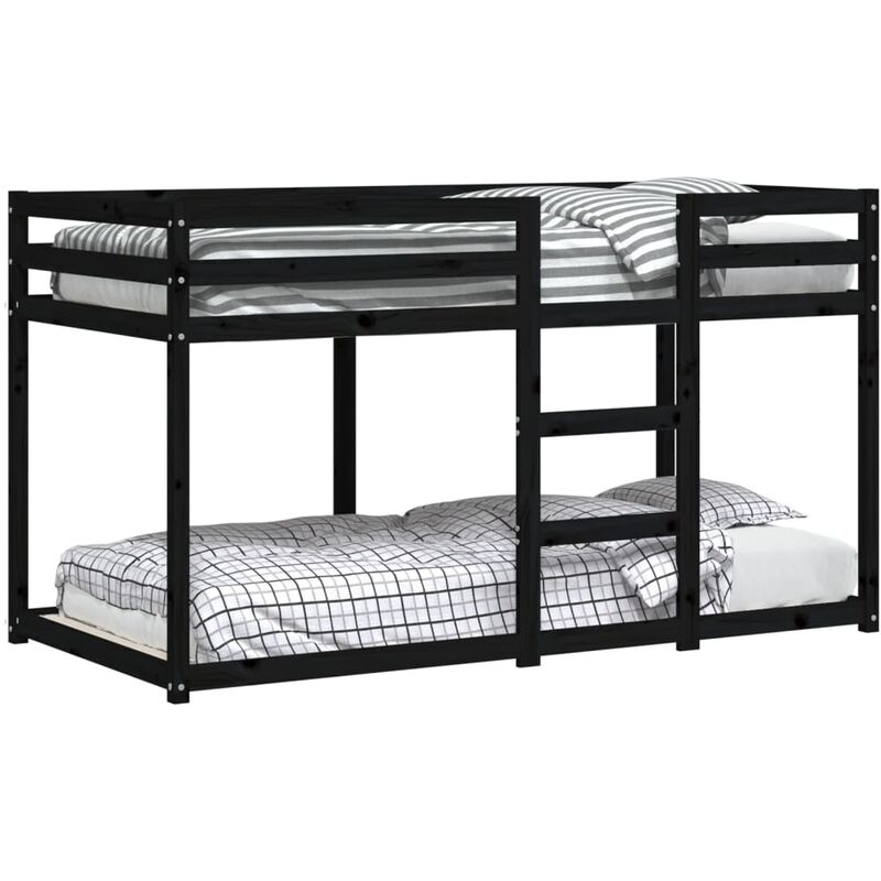 Vidaxl - Lit superposé sans matelas noir 90x190 cm bois de pin massif