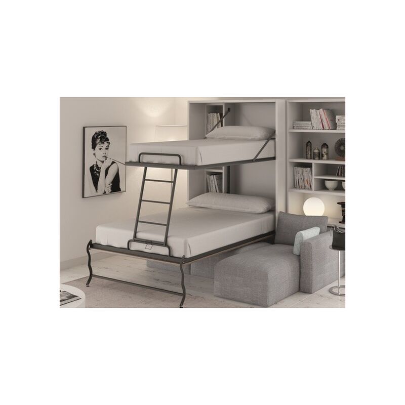Les Tendances - Lit superposé escamotable 2 couchages 90x190 et 140x190 Verkali-Façade Blanche Les Tendances - Lit superposé escamotable 2 couchages 90x190 et 140x190 Verkali-Façade Blanche