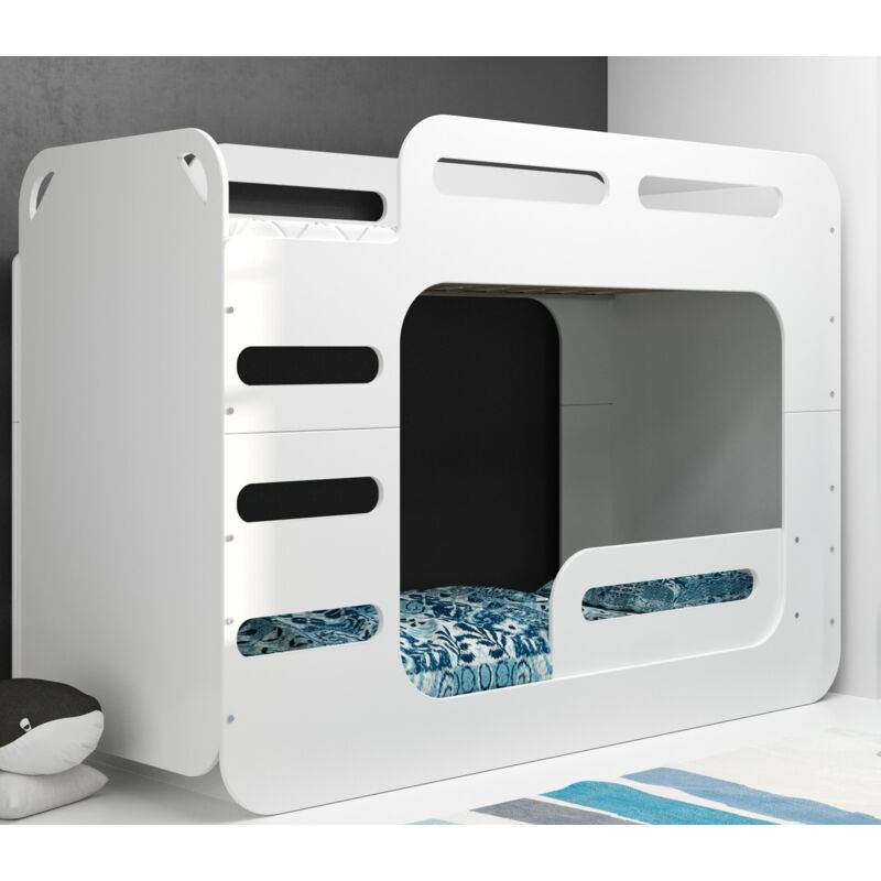 Lit superposé Max 2 80x200 Barrière de Sécurité-Sommier-Charge Maximale 100 kg- Sans matelas (blanc)