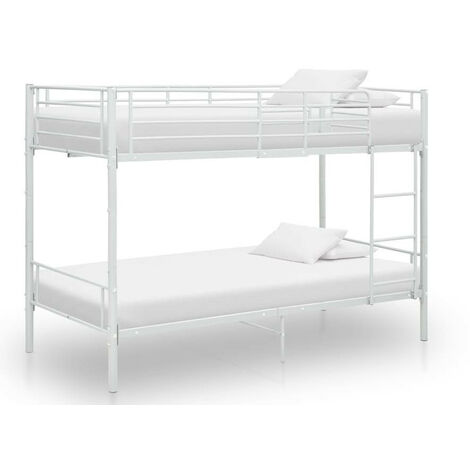 Lit superposé métal blanc 90x200 Baroka