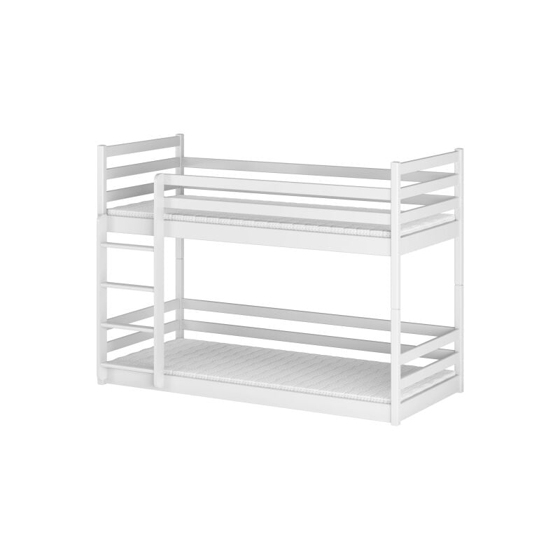 Kids Literie - Lit Superposé mona 90x200 - Bois massif Blanc - blanc Livré avec sommiers