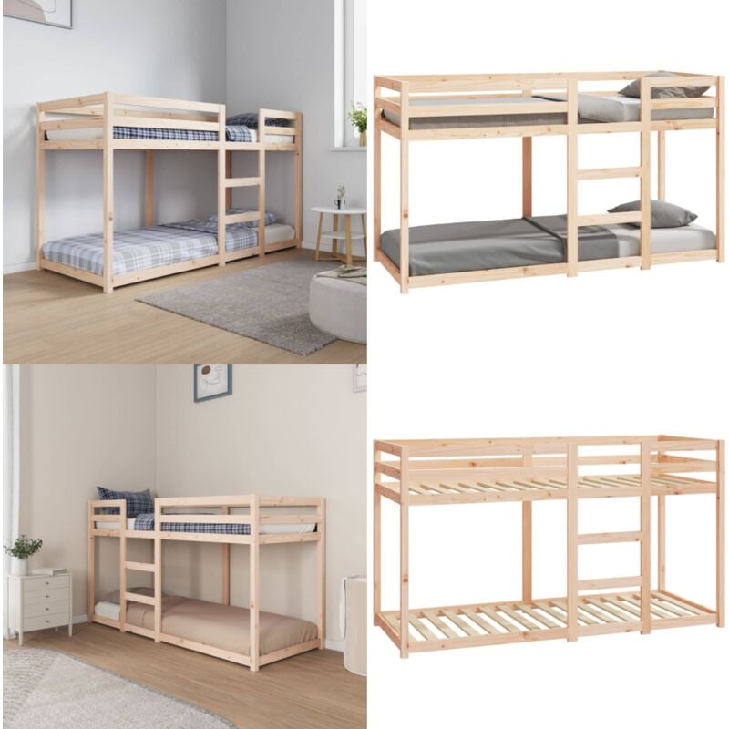 Lit superposé sans matelas 75x190 cm bois de pin massif - Lit Superposé - Lit Double - Meuble Chambre - Mobilier Enfant - Lit Bois - Home & Living