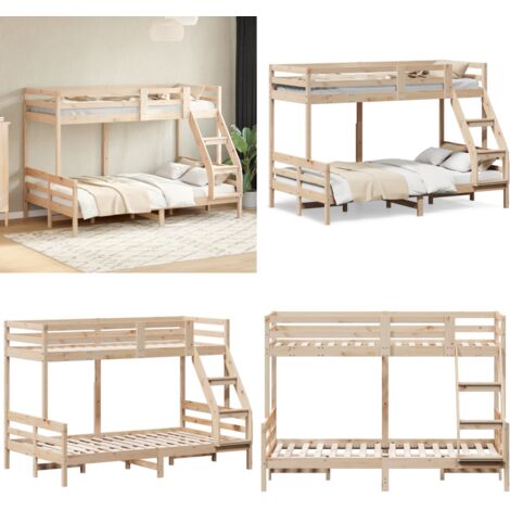 Lit superposé sans matelas 80x200/120x200 cm bois massif - Lits en hauteur - Bois de pin massif