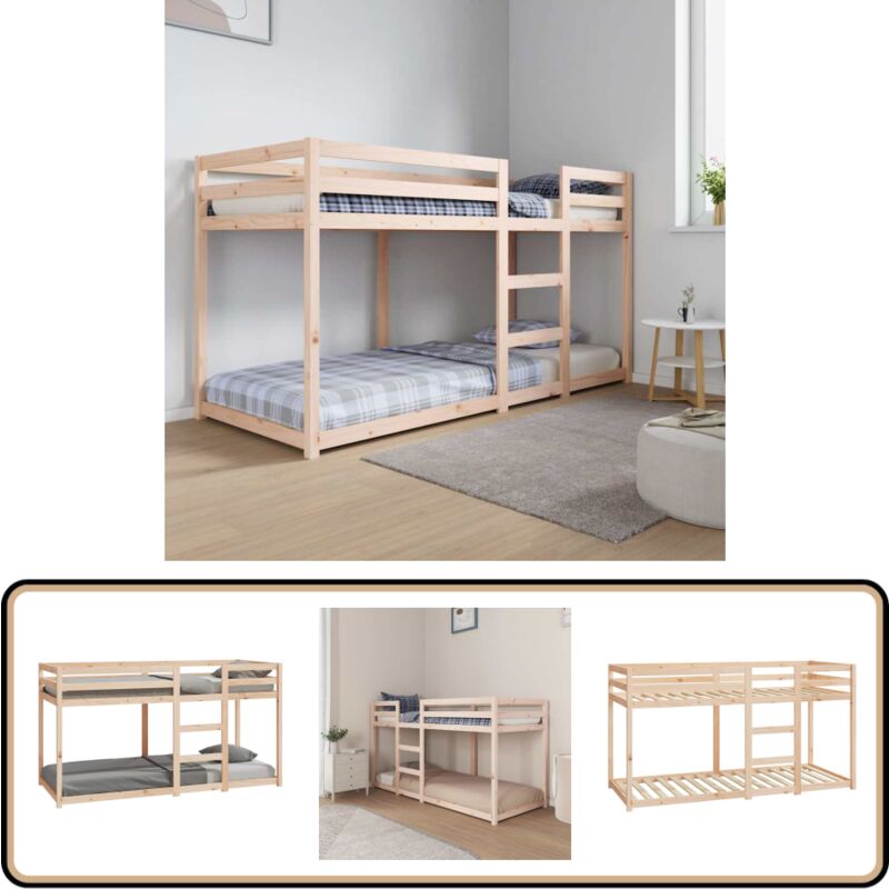 Lit superposé sans matelas 80x200 cm bois de pin massif - Lit Superposé - Lit Double - Lit Enfant - Meuble Chambre - Mobilier Chambre