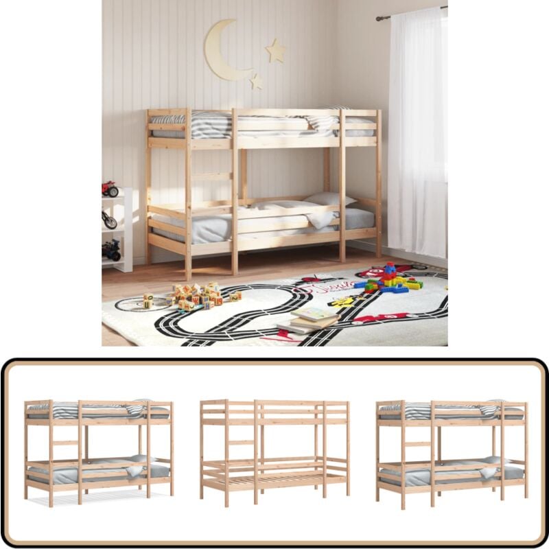 Vidaxl - Lit superposé sans matelas 80x200 cm bois de pin massif - Lit Superpose - Lit Enfant - Lit Mezzanine - Lit Double - Meuble Espace Réduit
