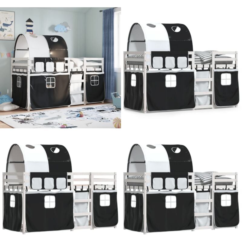 Lit superposé sans matelas 80x200 cm bois de pin massif - Lit Superpose - Lit Enfantine - Lit Design - Meuble Enfant - Literie Enfant - Home & Living