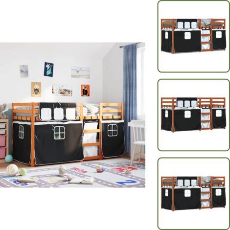 Lit superposé sans matelas 80x200 cm bois de pin massif - Lit Superpose - Lit Mezzanine - Lit Enfant - Lit Design - Meuble Rangement