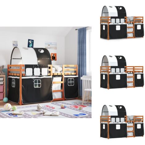 Lit superposé sans matelas 90x190 cm bois de pin massif - Lit Superpose - Lit Mezzanine - Lit Enfant - Meuble Rangement - Literie