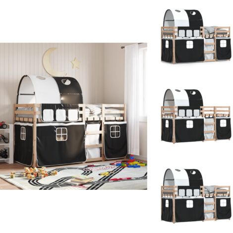 Lit superposé sans matelas 90x200 cm bois de pin massif - Lit Superpose - Lit Enfant - Lit Mezzanine - Meuble Rangement - Chambre Enfant