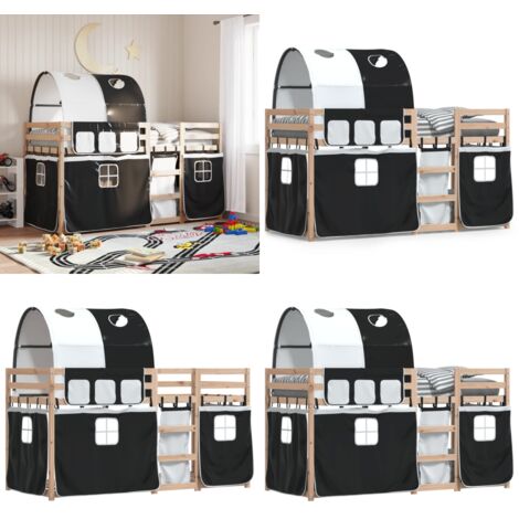 Lit superposé sans matelas 90x200 cm bois de pin massif - Lit Superpose - Lit Enfant - Lit Mezzanine - Meuble Rangement - Chambre Enfant - Home & Living