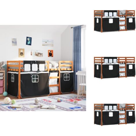 Lit superposé sans matelas 90x200 cm bois de pin massif - Lit Superpose - Lit Mezzanine - Lit Enfant - Lit Design - Mobilier Enfant