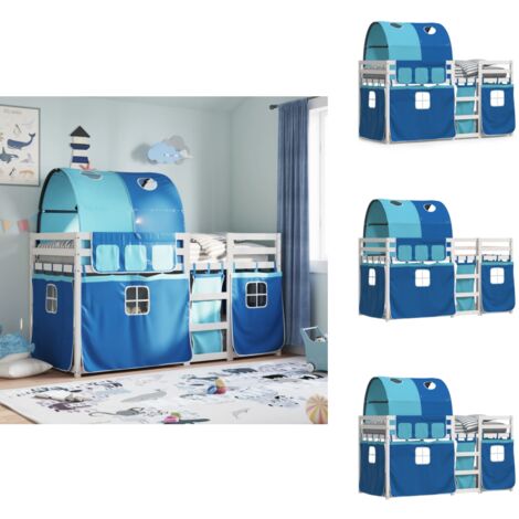 Lit superposé sans matelas 90x200 cm bois de pin massif - Lit Superpose - Lit Mezzanine - Lit Enfant - Meuble Rangement - Chambre Enfant