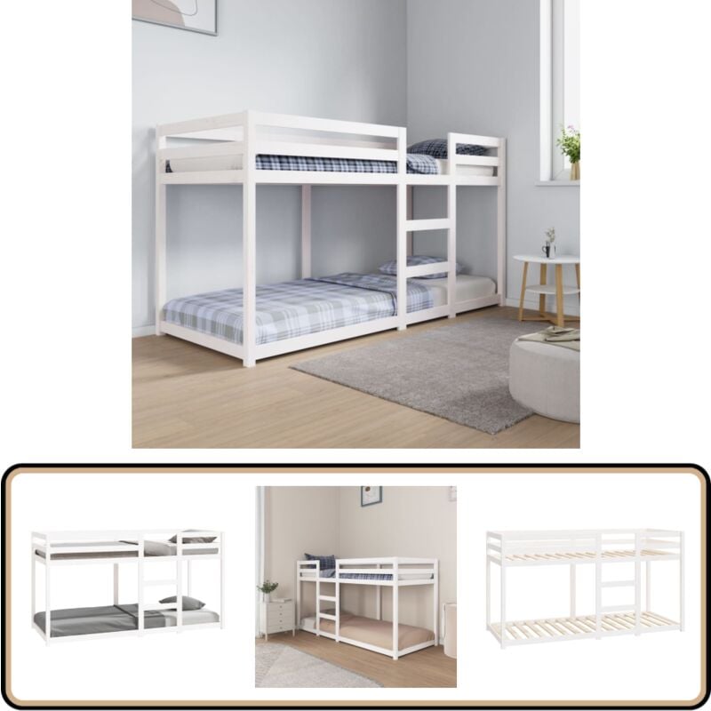 Vidaxl - Lit superposé sans matelas blanc 80x200 cm bois de pin massif - Lit Superposé - Lit Double - Meuble Chambre - Mobilier Enfant - Literie