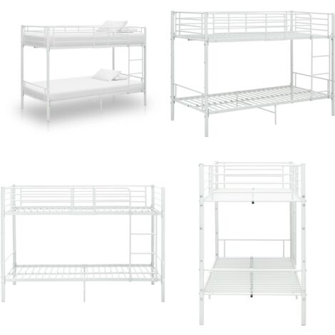 Lit superposé sans matelas blanc métal 90x200 cm - Lit Superposé - Lit Enfant - Lit Métallique - Lit Double - Meubles Enfants - Home & Living