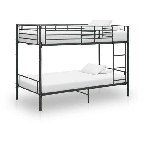 Lit superposé sans matelas-Cadre de lit noir métal 90x200 cm 508830