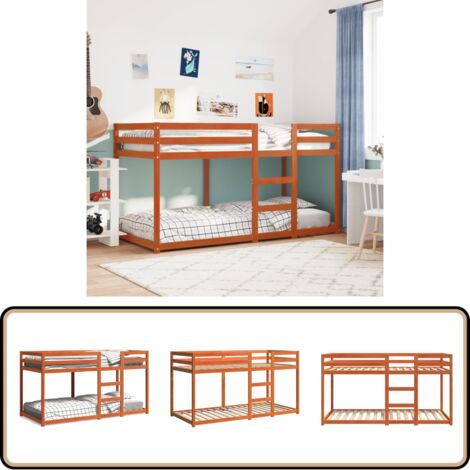 Lit superposé sans matelas cire marron 80x200 cm pin massif - Lit Superposé - Lit Double - Lit Enfant - Meuble Chambre - Mobilier Salle De Jeux