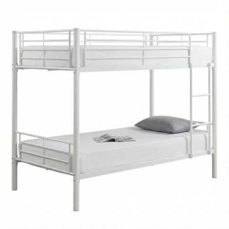 Lit superposé Séparable métal LUNA 1+1 90x190 cm sommier inclus blanc