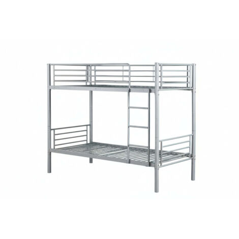 Lit superposé Séparable métal LUNA 1+1 90x190 cm sommier inclus gris