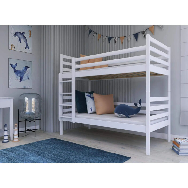Kids Literie - lit superpose separable nelio - Bois massif - 90x190 cm Blanc Livré avec sommiers
